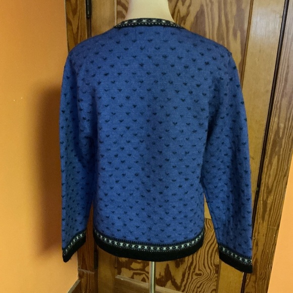 Vintage Blue Nordic Cardigan Oversized Fair Isle Sweater Cozy Cottagecore - Picture 10 of 10